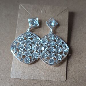 Silver Tone Dangle Statement Earrings